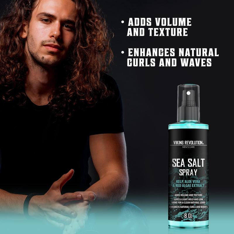 Viking Revolution Sea Salt Spray for Hair Men - Hair Texturizing Spray with Kelp, Aloe Vera and Red Algae Extract - Surf Spray to Add Volume and Texture Sea Salt Spray for Men Beach Hair Spray - 8Oz